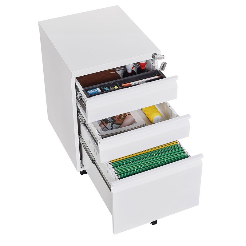 Mobile Locking File Cabinet  Rolling Filing Cabine w/3 Drawers