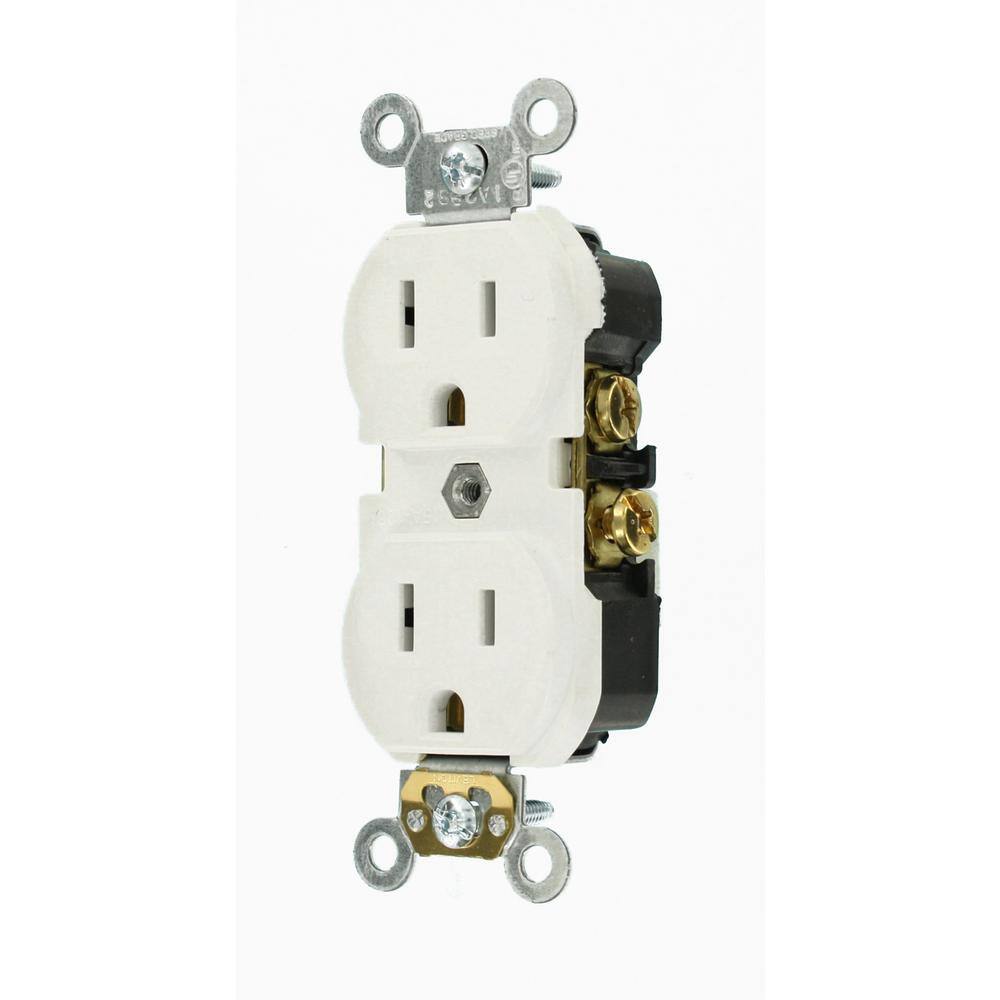 Leviton 15 Amp Commercial Grade Duplex Outlet White (10 Pack) M22-CBR15-WMP