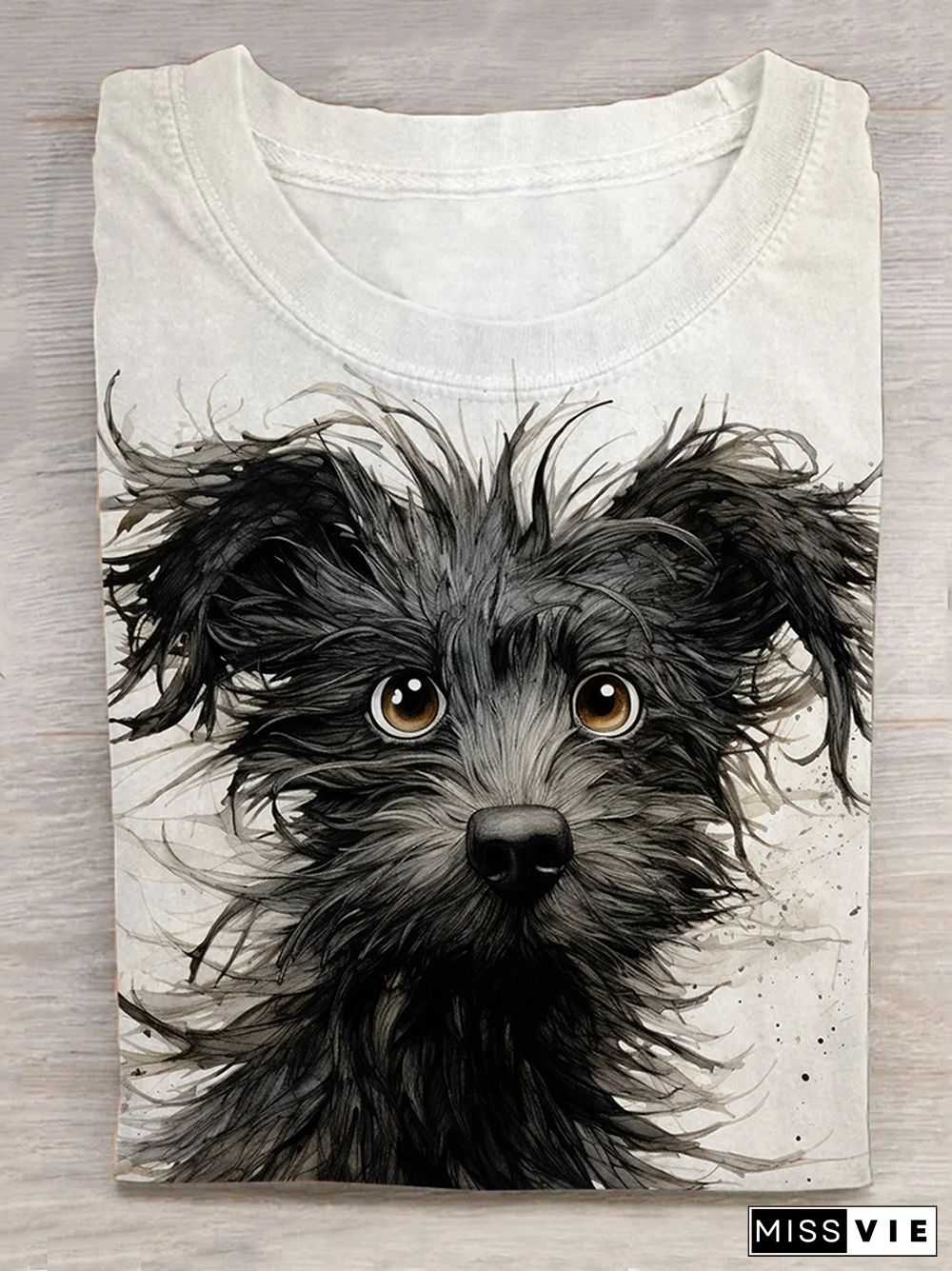 Funny Ink And Watercolor Dog Art Print T-shirt