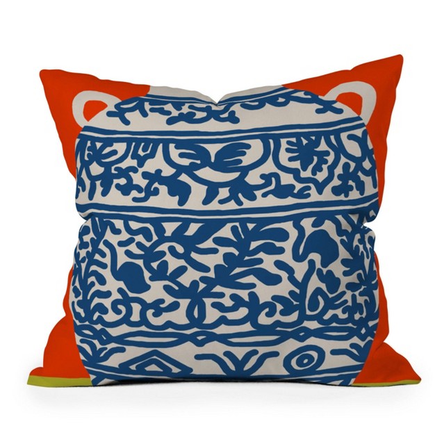 Chuck Gonzales Mom x27 s China Square Throw Pillow Blue Deny Designs