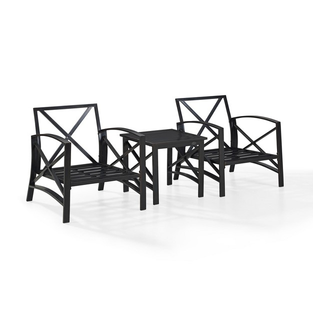 Crosley 3pc Kaplan Outdoor Seating Set With 2 Chairs amp Side Table