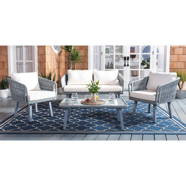 Kerson 4 Piece Rope Patio Outdoor Living Set Safavieh