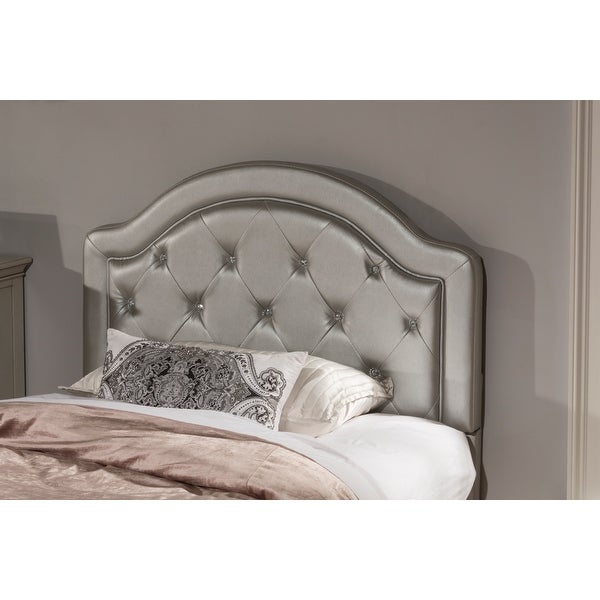 Hillsdale Karley Upholstered Headboard， Silver Faux Leather - - 28116621