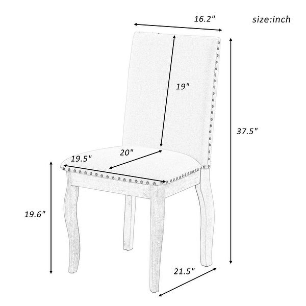 Dining Chairs Wood Upholstered Dining Room Chairs with Nailhead， 37.8