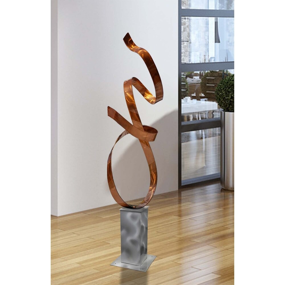 Statements2000 Large Modern Metal Sculpture Indoor Outdoor Garden Art Decor by Jon en   Copper ure with Silver Base