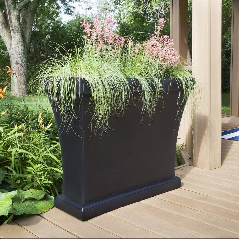 Mayne Bordeaux 40 in. Black Polyethylene Trough Planter 8890-B