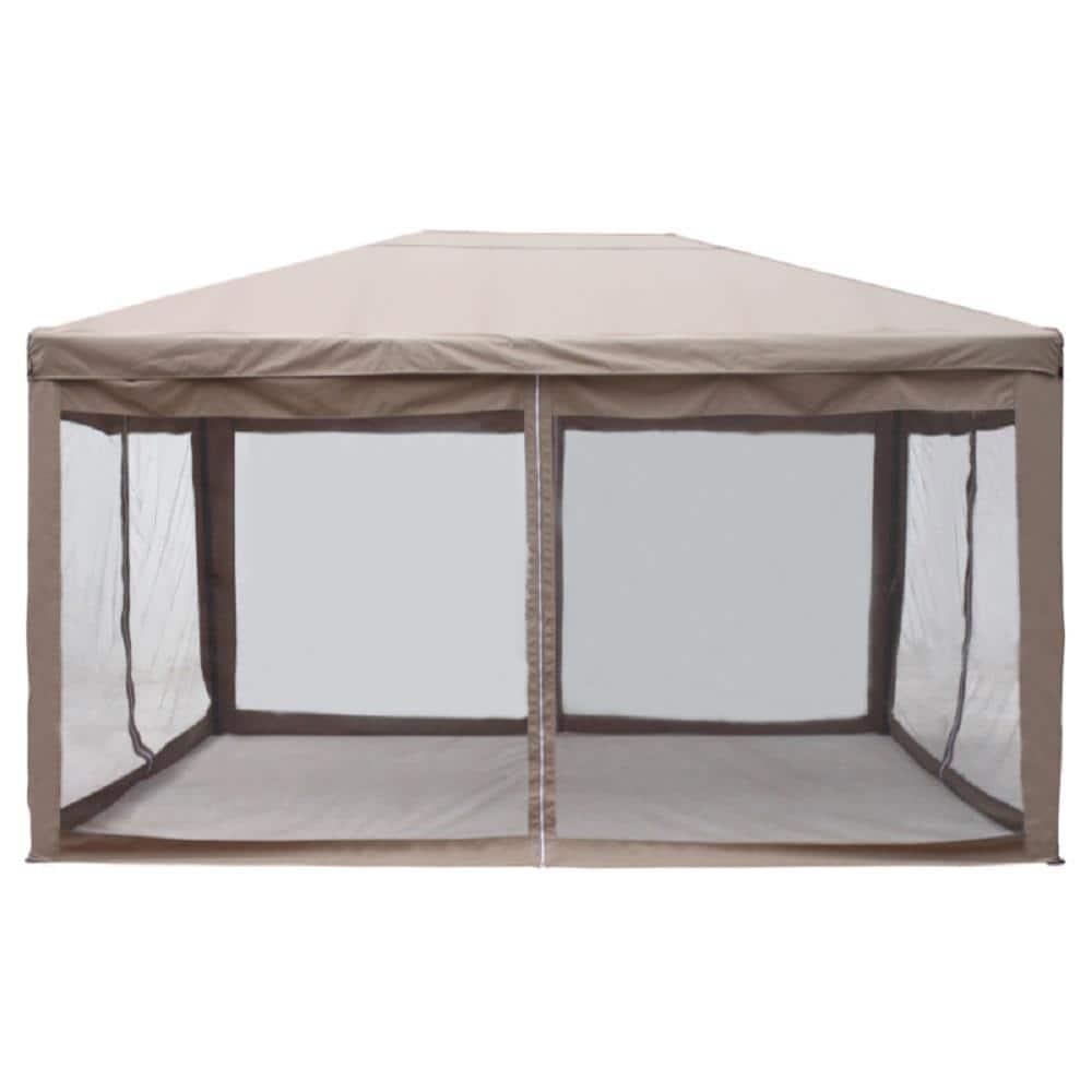 ALEKO 10 ft x 13 ft Brown Canopy Gazebo Canopy with Mesh Insect Screen