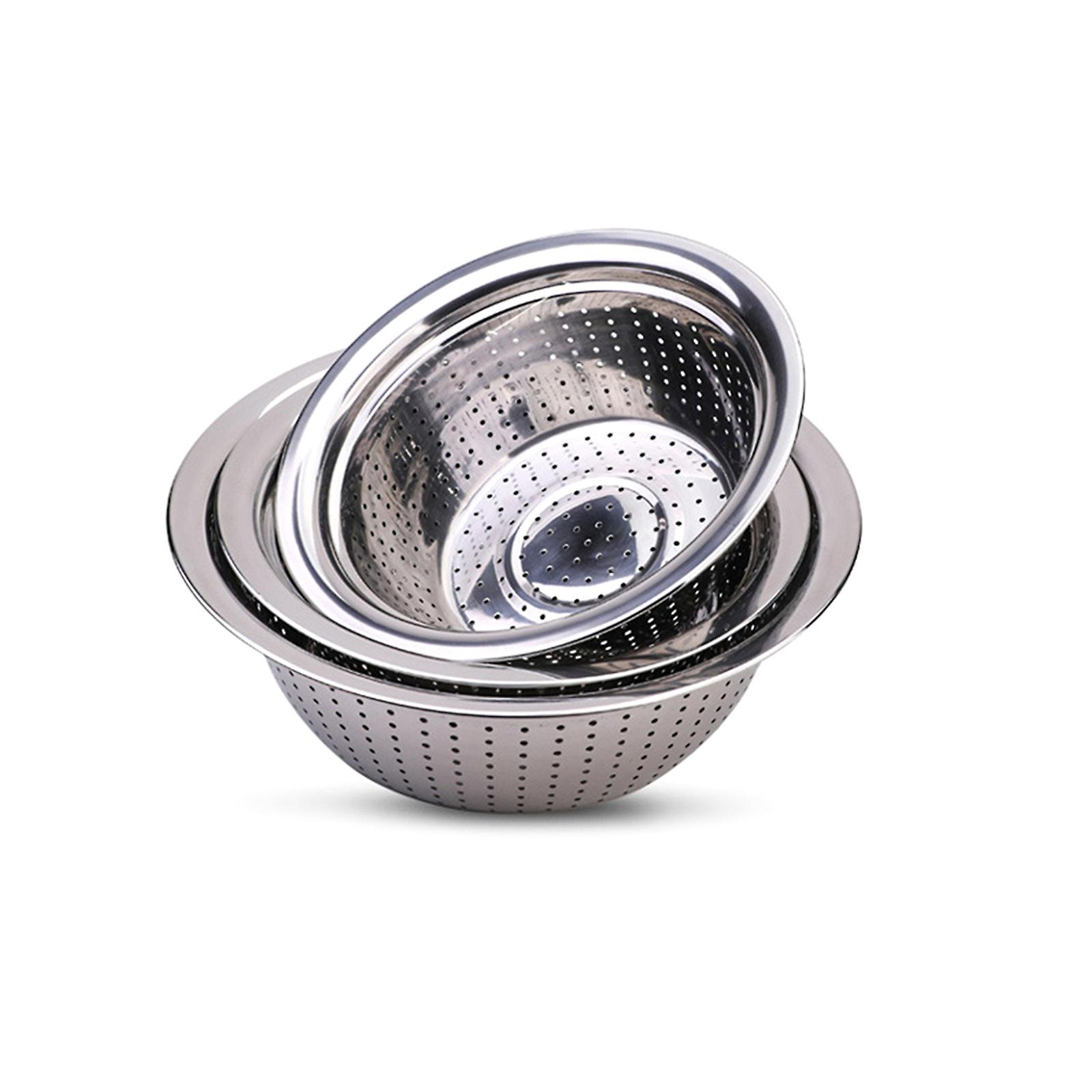 L (30cm) Stainless Steel Vegetable Basin Rice Bean Rinsing Bowl Kitchen Strainer Ss Mixing Washing Bowl With Drainage Holes Kitchen Colander Container