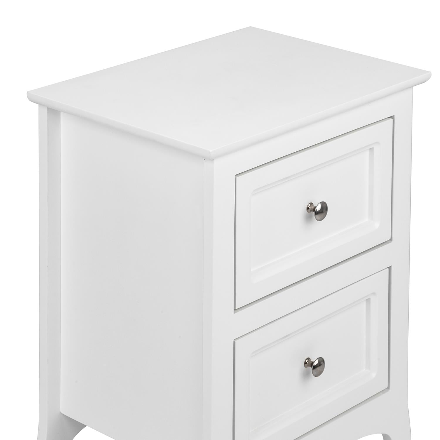 Ktaxon 2 PCS White Nightstand,End Table with 2-Drawer,Wooden Bedside Table Night Table,Bedroom Furniture Nightstand,Country Style