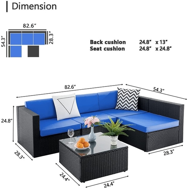 Bossin 5 Pieces Outdoor Patio Furniture Sets Patio Sofa，Outdoor Indoor Wicker Conversation Set with Table