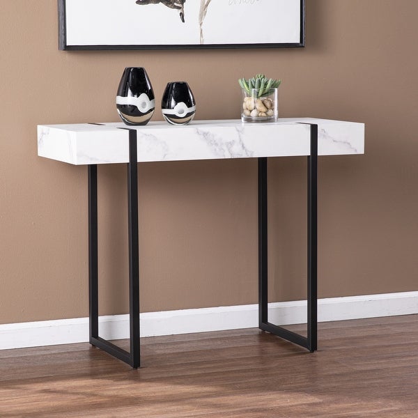 Rahilee Marble Console Table， White