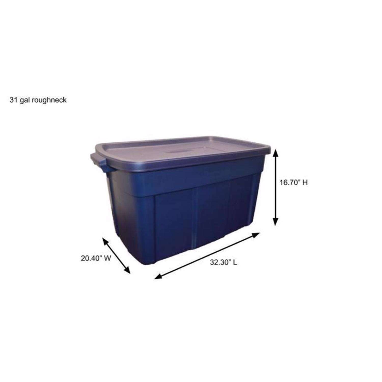 Rubbermaid Roughneck 31 gal Navy Storage Box 16.7 in. H X 20.4 in. W X 32.3 in. D Stackable