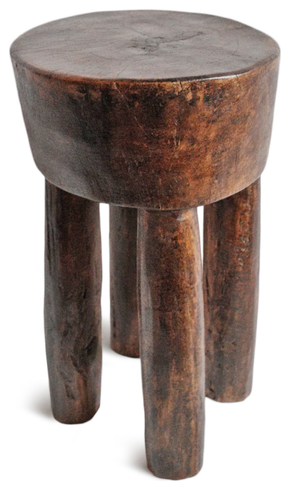 Consigned Ivory Coast Wood Stool 19   Rustic   Accent And Garden Stools   by Design Mix Furniture  Houzz