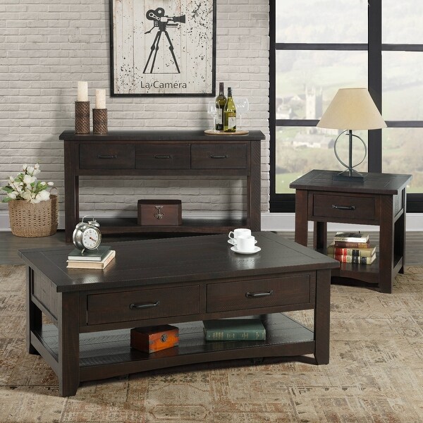 Rustic Collection Sofa- Console Table， Espresso