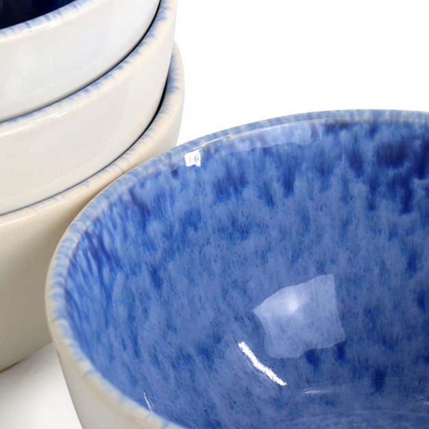 Meritage Kensington 8 Piece 6 Inch Reactive Glaze Stoneware Cereal Bowl Set In Mazarine Blue