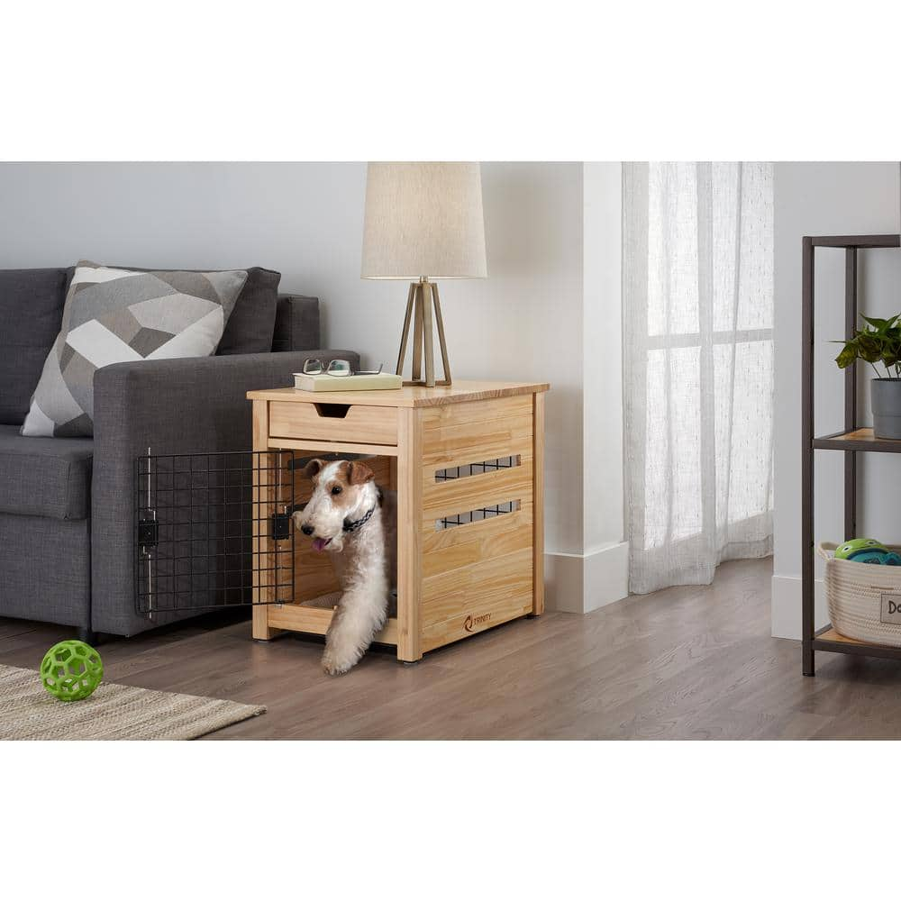 TRINITY 18 in. Pet Crate End Table w/Drawer - Natural TSKLNA-3402