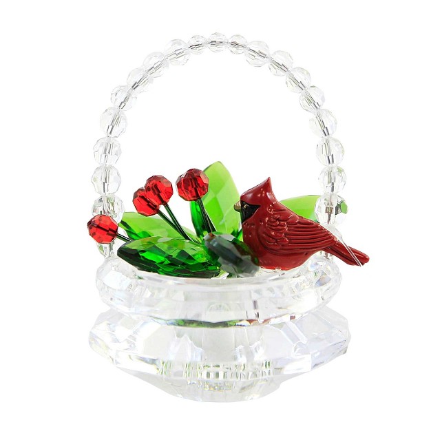 Crystal Expressions Cardinal Basket One Basket 3 0 Inches Christmas Red Bird Holly Acryx208 Acrylic Multicolored