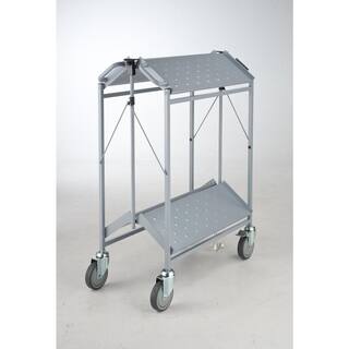 Master Grade Folding Carts 2-shelf Grey 550 lb. Capacity Swivel Caster Size 5 in. x1.5 in. with 2 Brakes BC-3010H