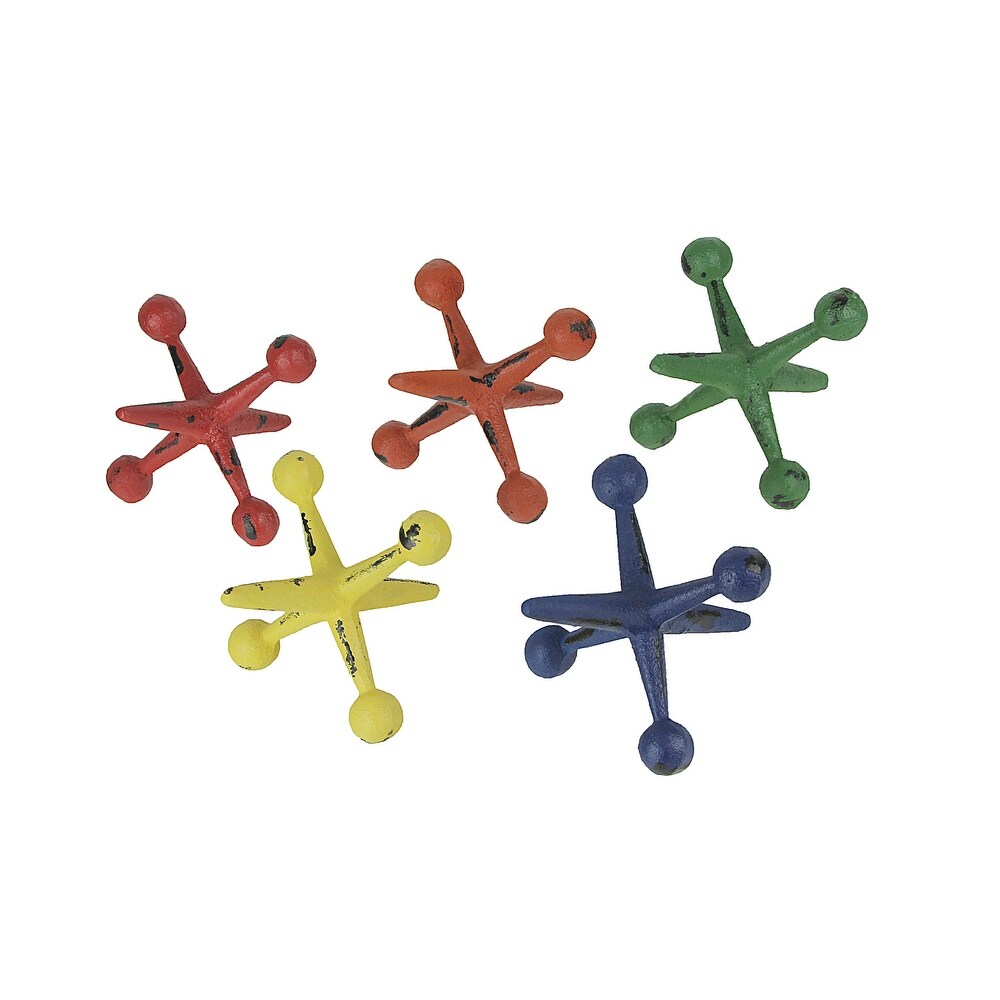 Zeckos Multicolor Cast Iron Toy Jack Decorative Sculptures (Set Of 5)   4.5 X 4.75 X 4.75 inches