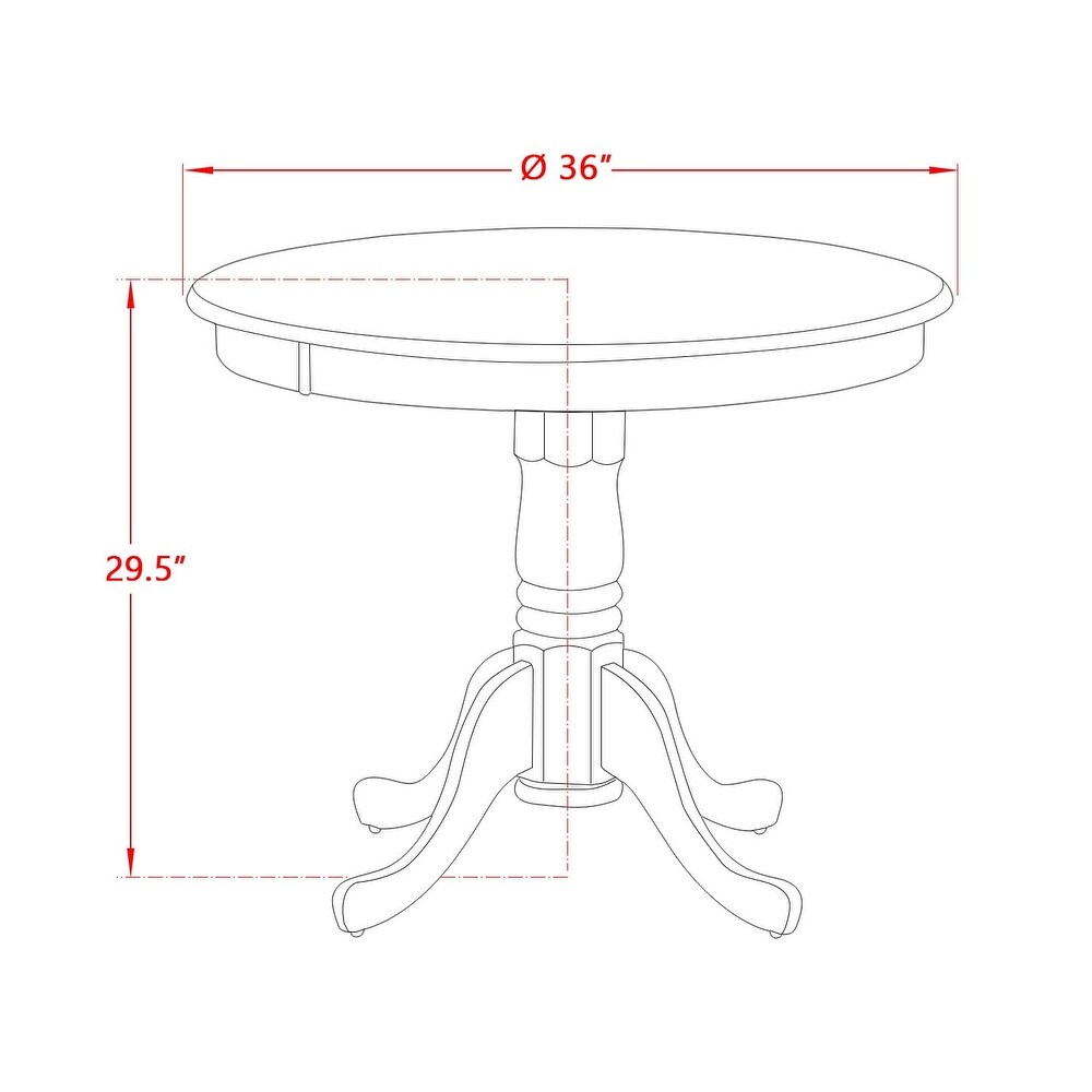 East West Furniture Kitchen Dining Table   a Round Wooden Table Top with Pedestal Base  Walnut   Linen White