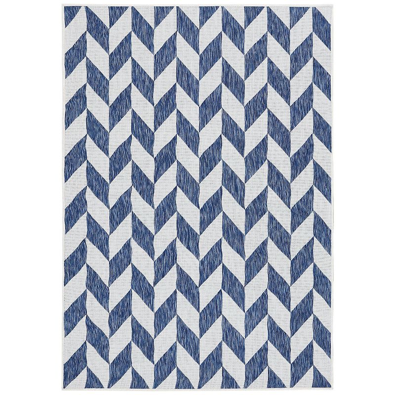 Sunnydaze Geometric Affinity Outdoor Patio Area Rug in Steel Blue - 5 x 7 Foot