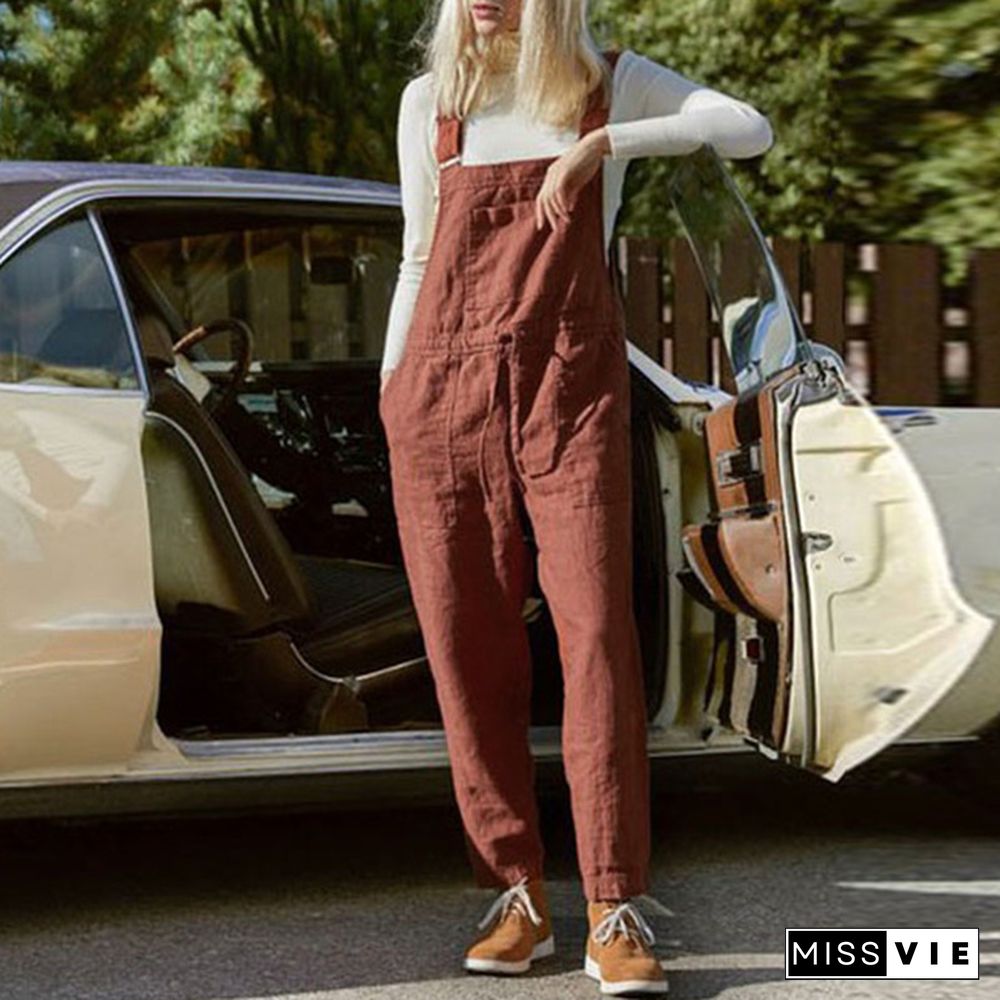 Women Casual Bib Pants Jumpsuit Playsuit Romper Dungarees Overalls