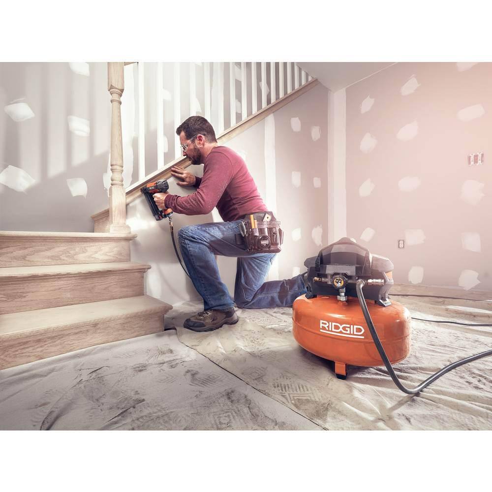 RIDGID 6 Gal. Compressor with 50ft. Lay Flat Hose and 18GA Brad Nailer OF60150HB-R5025LF-R213BNF