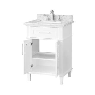 Home Decorators Collection Sonoma 24 in. W x 20 in. D x 34 in. H Bath Vanity in White with White Carrara Marble Top 9784800410