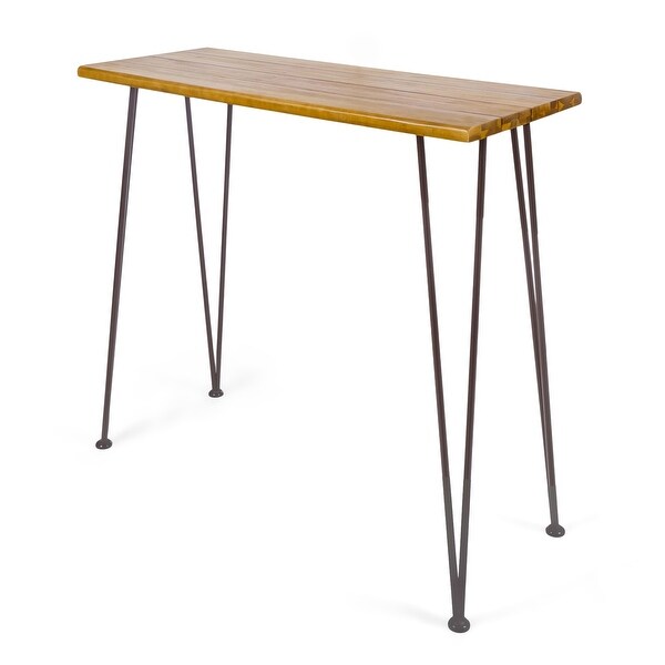 Industrial Wood And Metal Bar Table，Outdoor Industrial Teak Finished Acacia Wood Bar Table