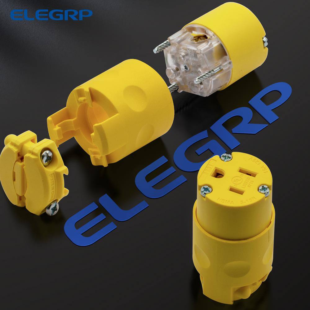 ELEGRP 15 Amp 125-Volt NEMA 5-15R 2 Pole 3 Wire Grounding Straight Blade Connector Yellow (5-Pack) EC31-0705