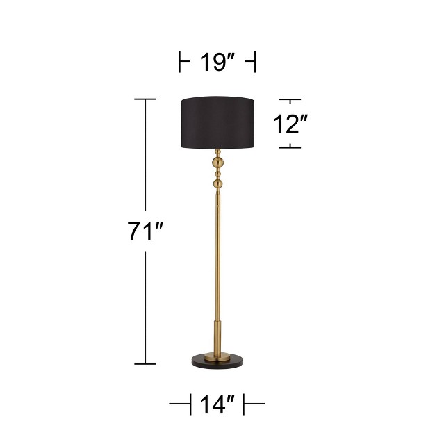 Tall Floor Lamp Warm Gold Matte Black Light Blaster Drum Shade For Living Room Bedroom