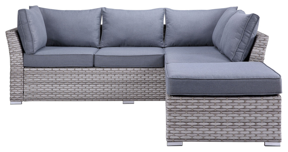 ACME Laurance Patio Sectional  ampCocktail Table in Gray Fabric Finish   Tropical   Outdoor Lounge Sets   by Acme Furniture  Houzz