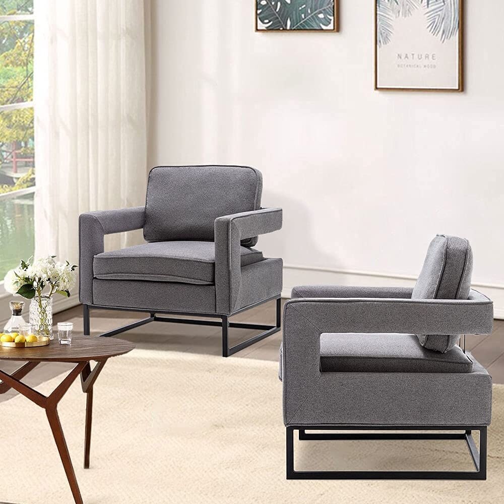 Modern Arm Accent Chair  Mid Century Living Room Chair Upholstered Lounge Chair