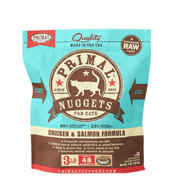 Primal Raw Frozen Nuggets Chicken and Salmon Formula For Cats;