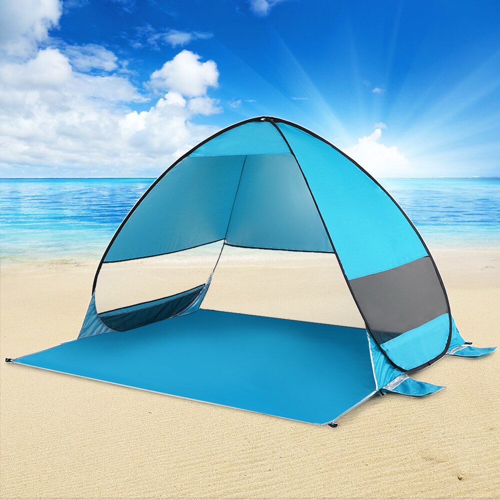 Pop Up Beach Tent UPF 50+ Sun Shelter for 2-3 Person Automatic Portable Beach Shade Tent Outdoor Cabana Sun Umbrella，Blue