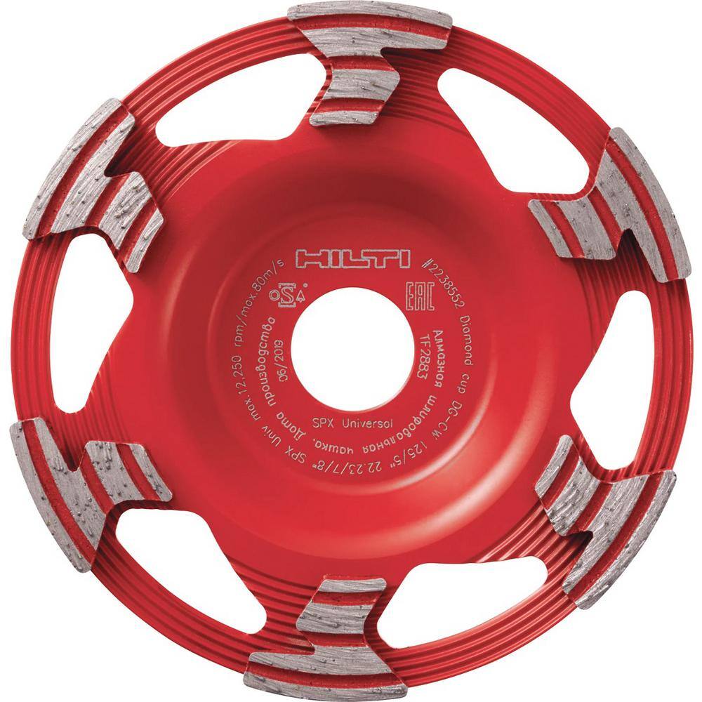 Hilti 5 in. x 78 in Arbor SPX Diamond Cup Wheel for Angle Grinder DGH 130 Only 2238589