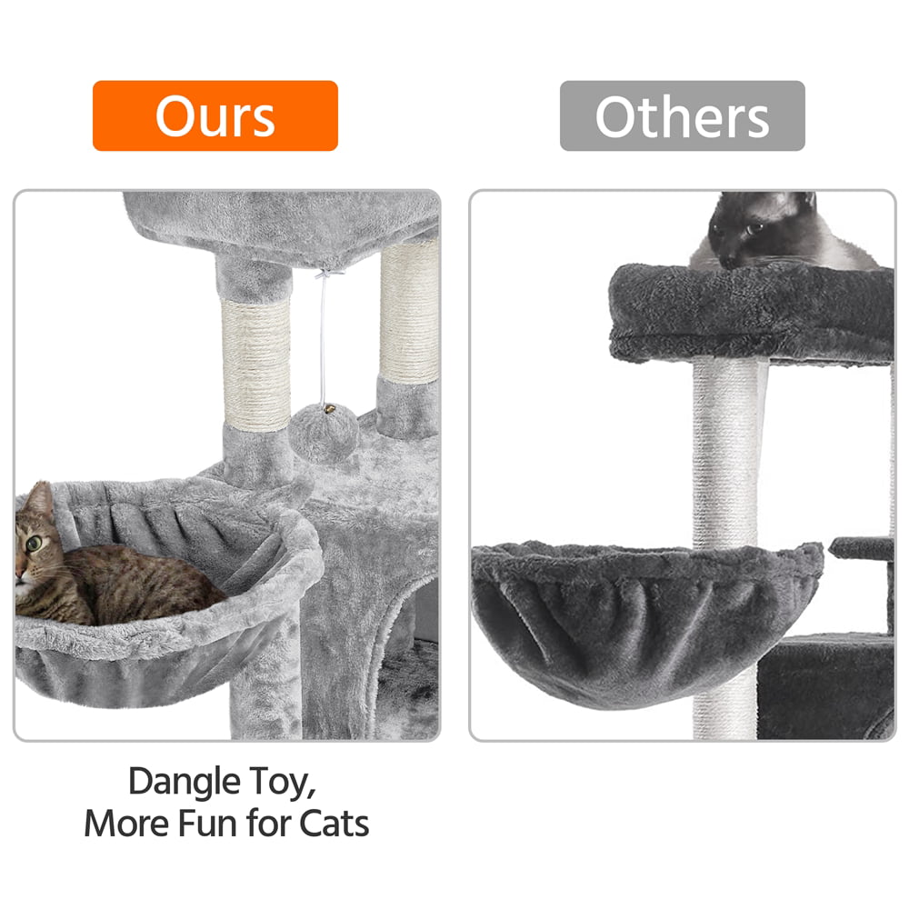 SmileMart 42"H Multilevel Cat Tree Tower with Condo and Perches, Light Gray