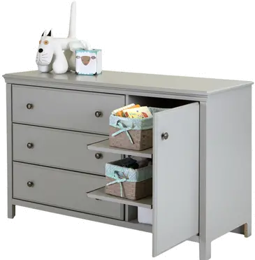 Cotton Candy Gray Changing Table with Removable Changing Station - South Shore