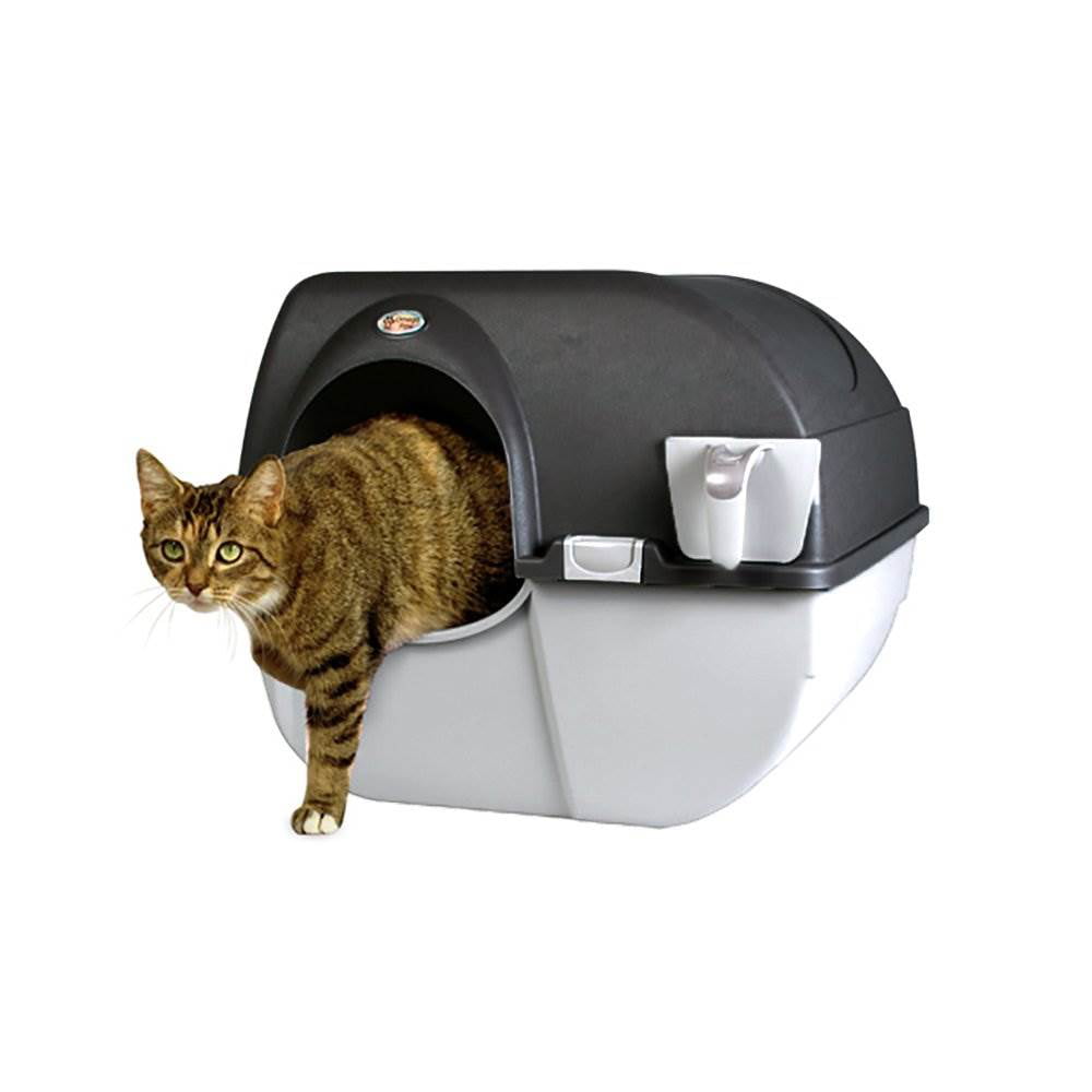 Omega Paw Roll 'N Clean Self Cleaning Covered Cat Kitten Litter Box， Regular