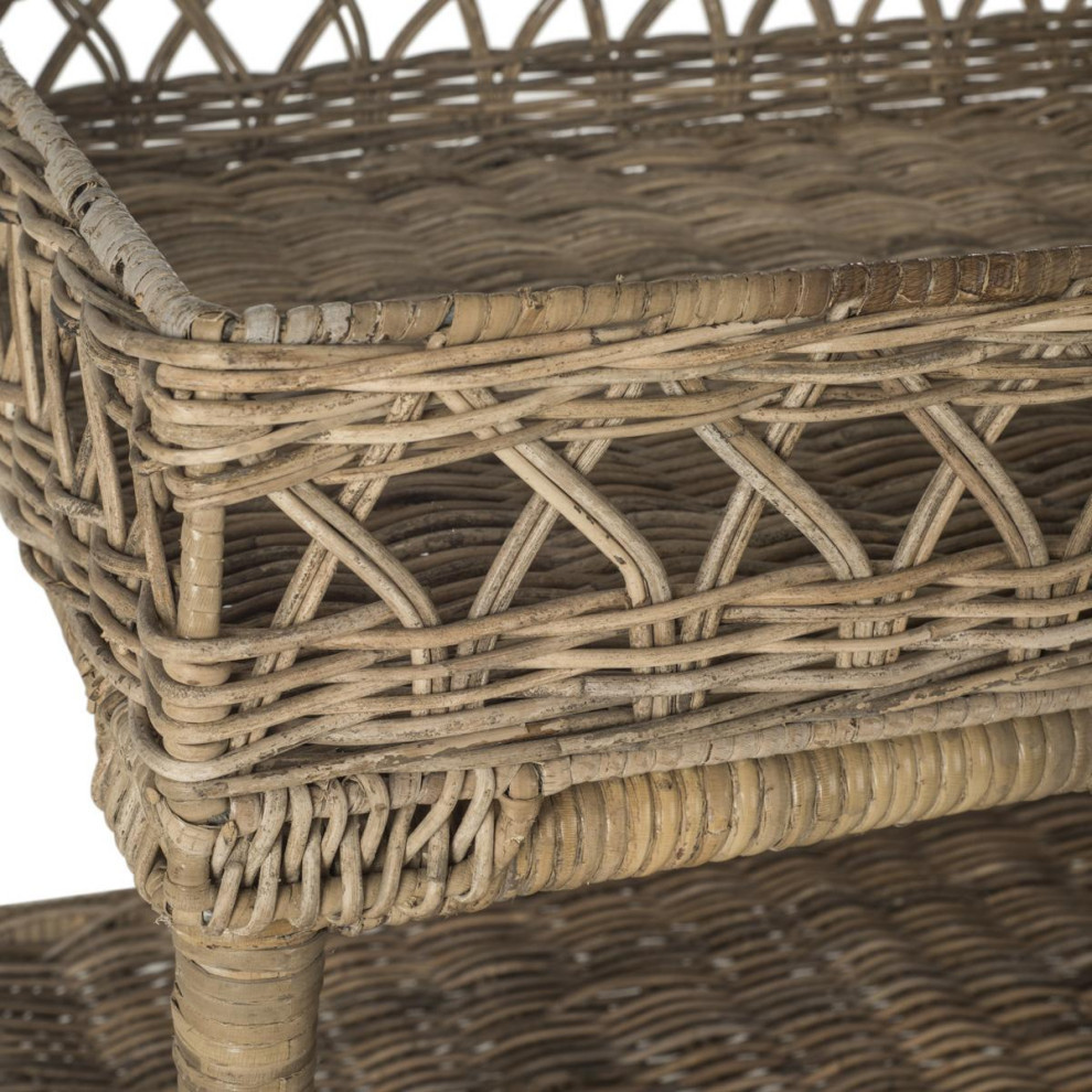 Roxie Wicker 3 Tier Accent Table Natural   Tropical   Side Tables And End Tables   by Virgil Stanis Design  Houzz