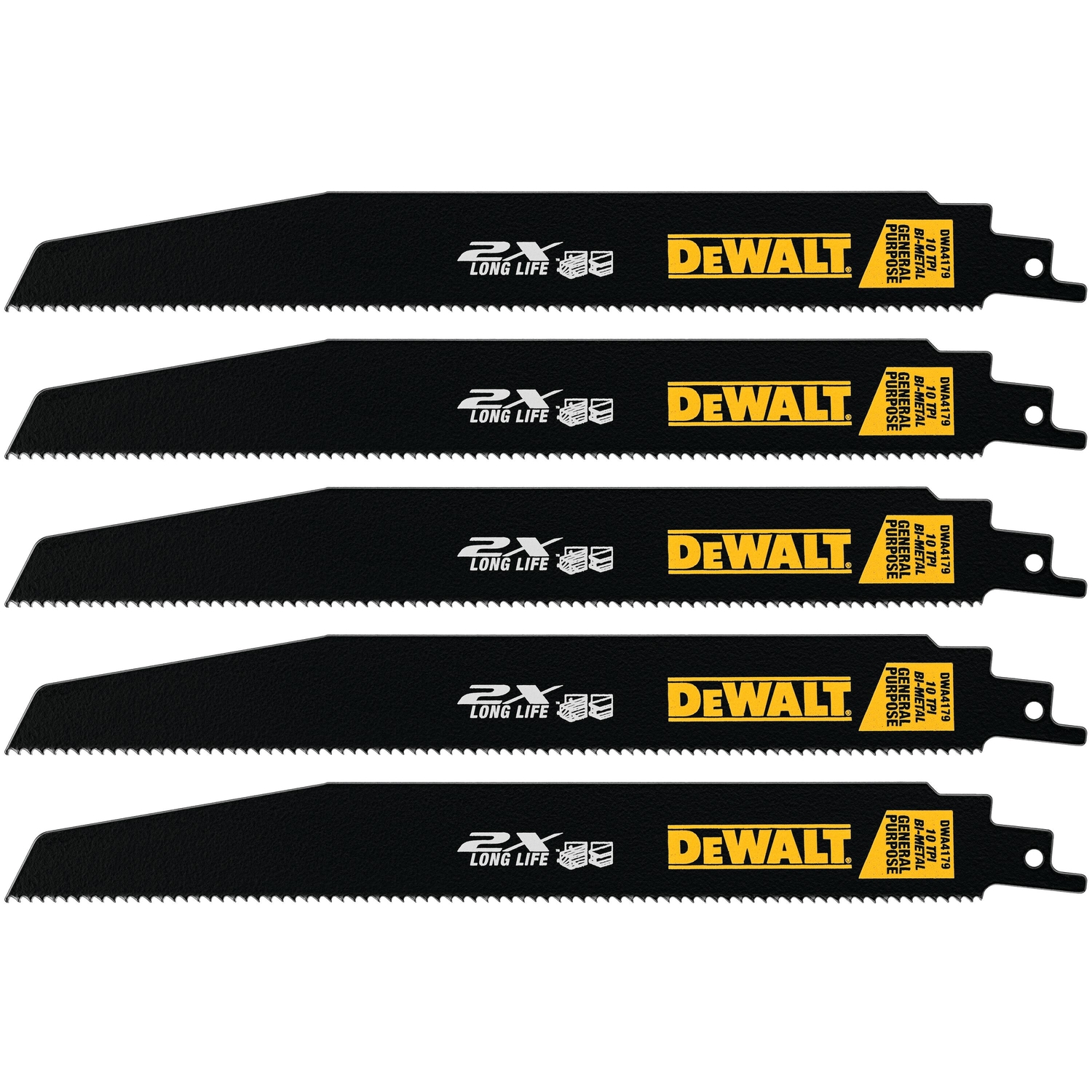 DW 9 in. Bi-Metal Reciprocating Saw Blade 10 TPI 5 pk