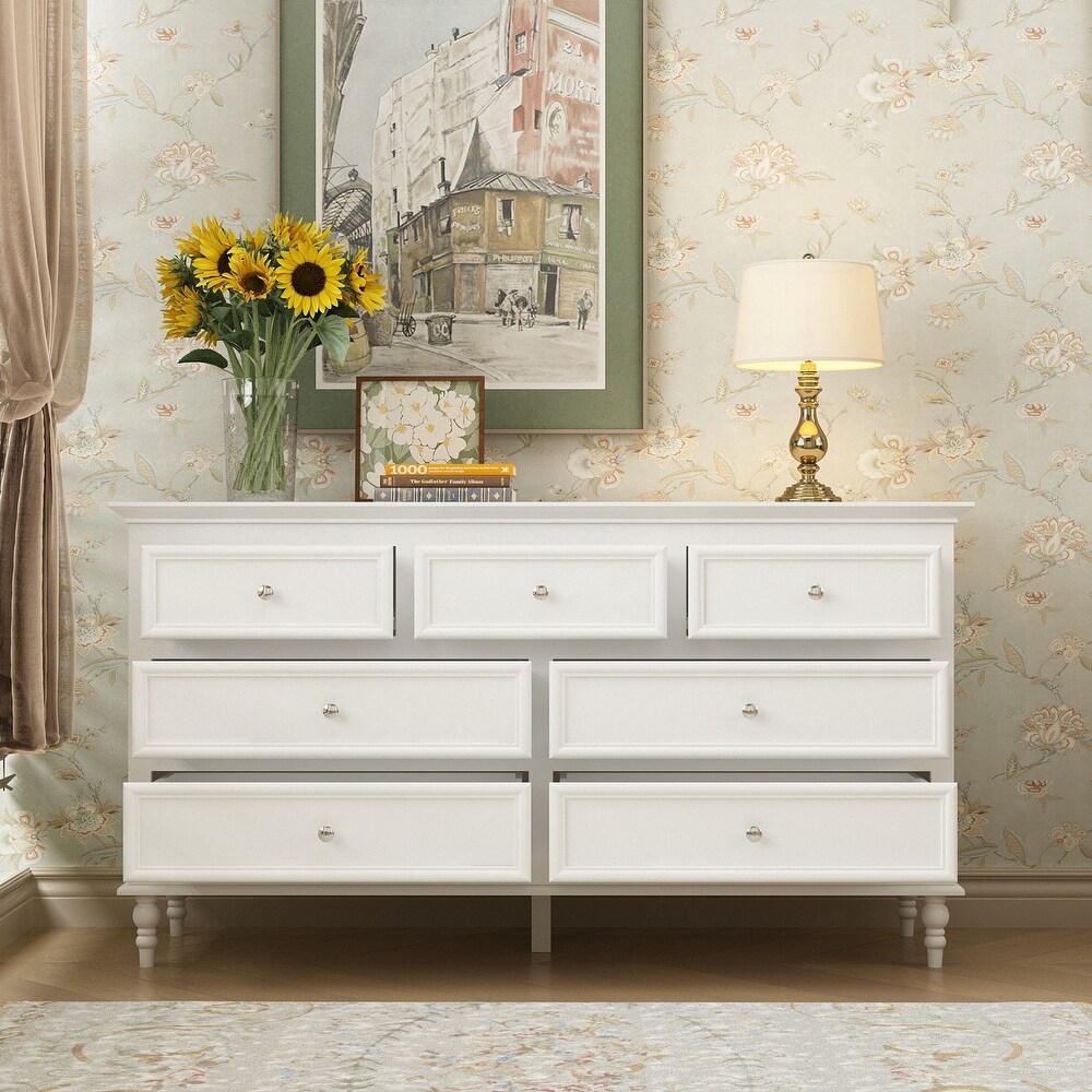 7 Drawer Double Dresser Chest Dresser Sideboard Lacquer For Bedroom