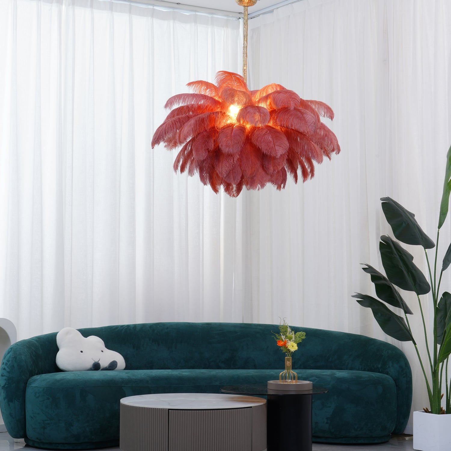 Ostrich Feather Chandelier