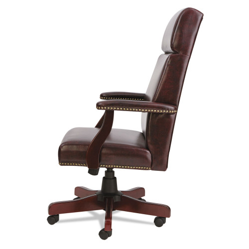 Alera Traditional Series High-Back Chair， Supports up to 275 lbs， Oxblood Burgundy Seat/Oxblood Burgundy Back， Mahogany Base (TD4136)