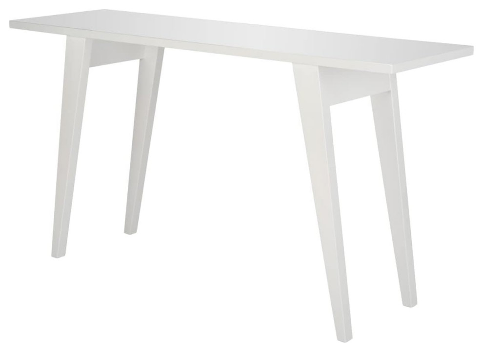 Mid Century Console Table  Sleek Design With Splayed Legs  White Lacquer Finish   Farmhouse   Console Tables   by Declusia  Houzz