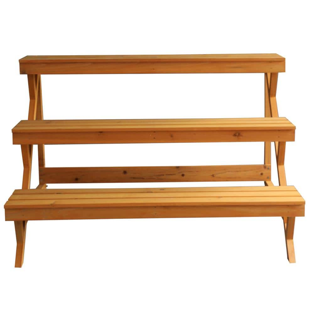 kdgarden 35 in. L x 23 in. H x 23 in. D Outdoor Step Wooden Plant Stand Planter Shelf (3-Tier) KD-WF-J