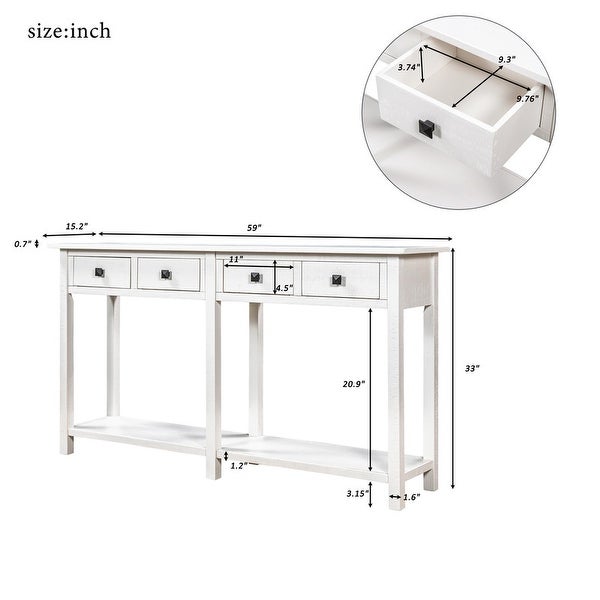 Entryway Sideboard Console Table with Drawers and Bottom Shelf