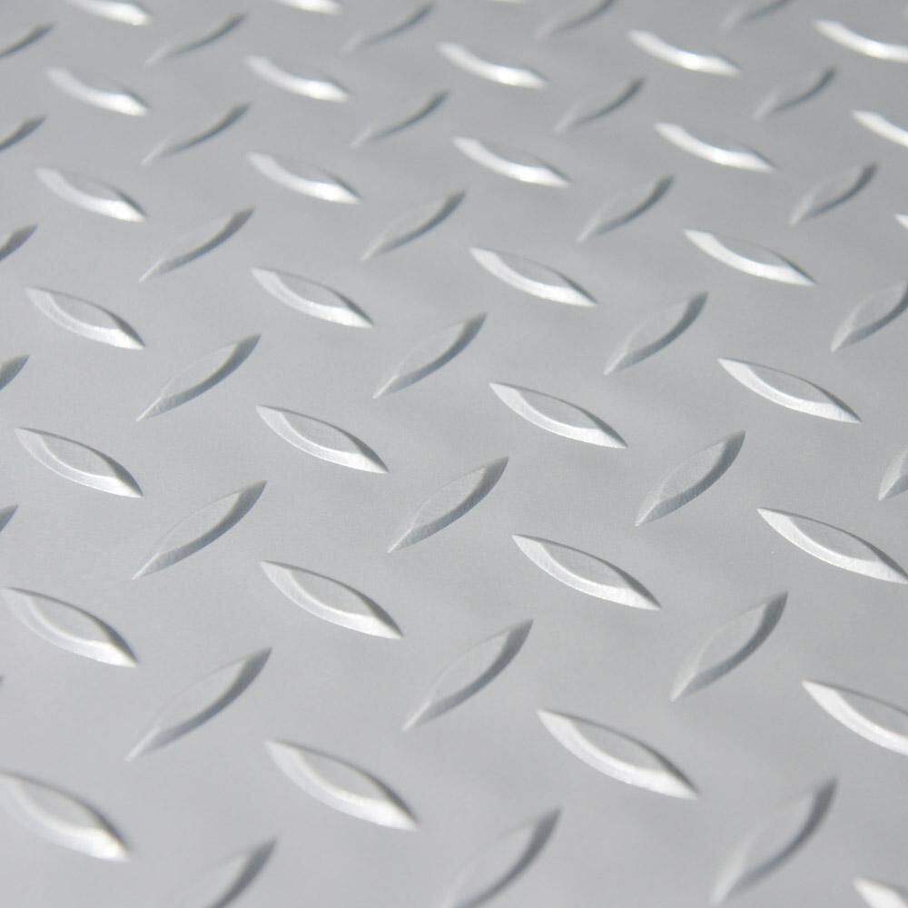 Rubber-Cal Diamond-Plate Metallic 4 ft. x 8 ft. Silver PVC Flooring (32 sq. ft.) 03-W266-S-08