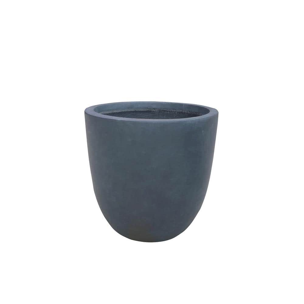 KANTE 17 in. Tall Charcoal Lightweight Concrete Round Modern Seamless Outdoor Planter RC0050C-C60121