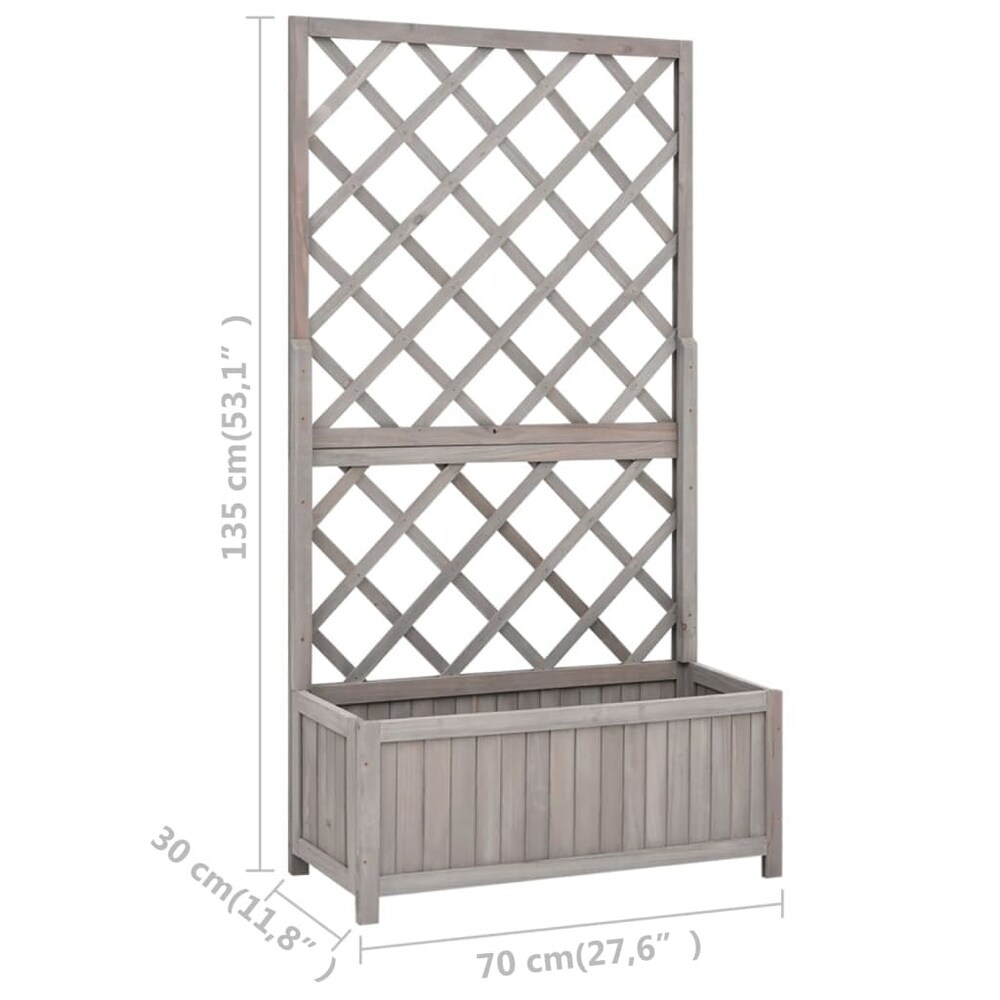 vidaXL Planter Flower Box Trellis Raised Bed Outdoor Planter Solid Firwood   27.6\